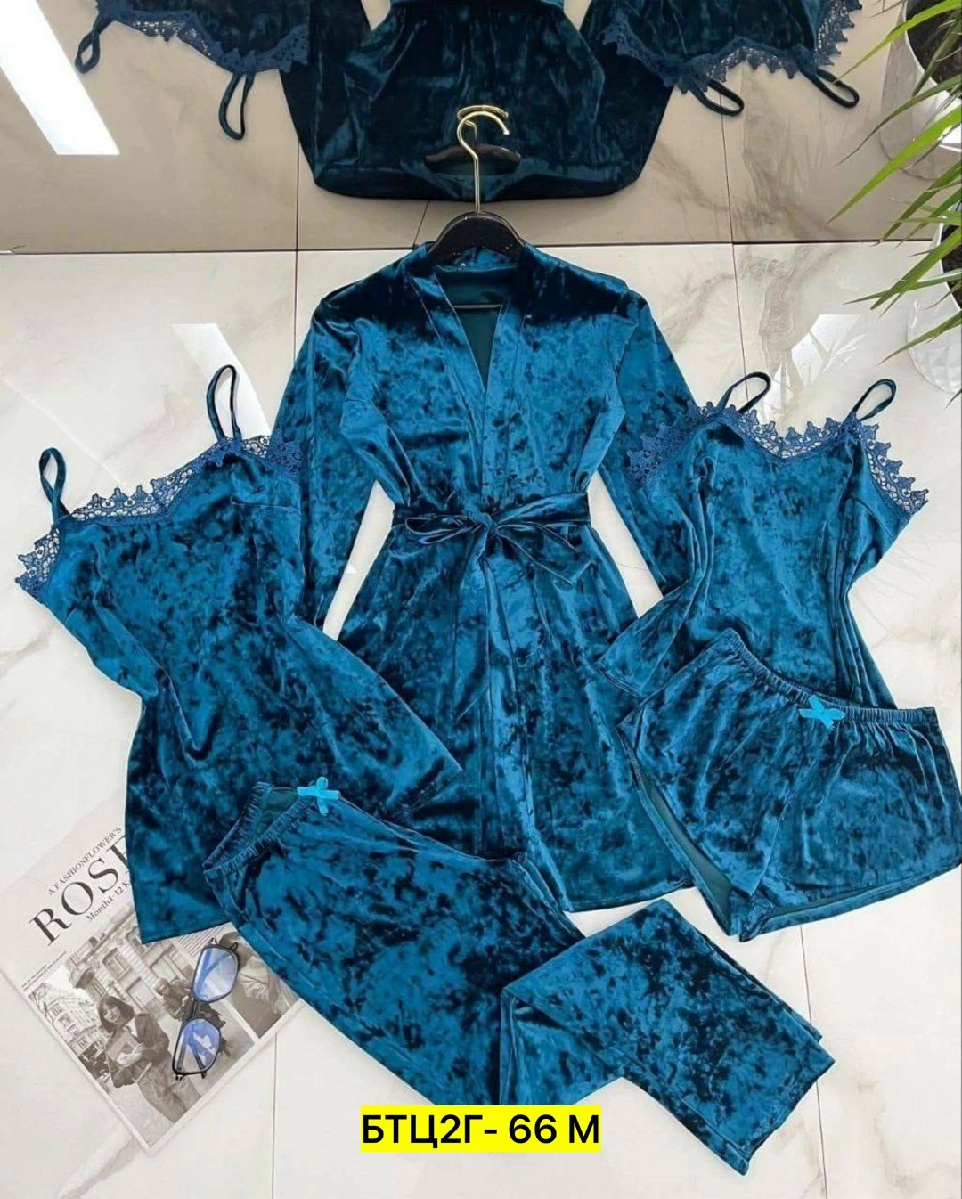 пижама комплект 5 в 1,пижама из бархата,пижама велюр,велюровый комплект,пижама комплект