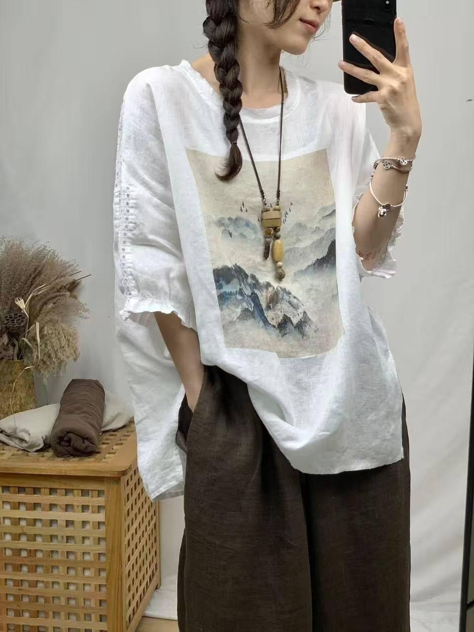 женская блузка,женские льняные футболки,женская футболка из хлопка и льна,футболка женская из хлопка,стильные льняные блузки