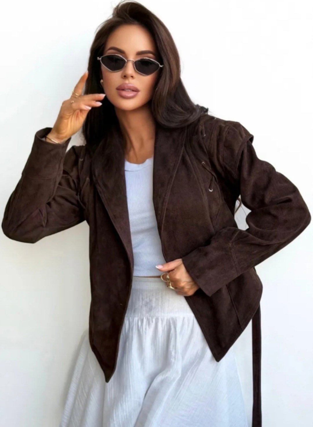 замшевая куртка,куртка замшевая женская,замшевая куртка с поясом,женская замшевая куртка baomyzhuo,куртка из замши