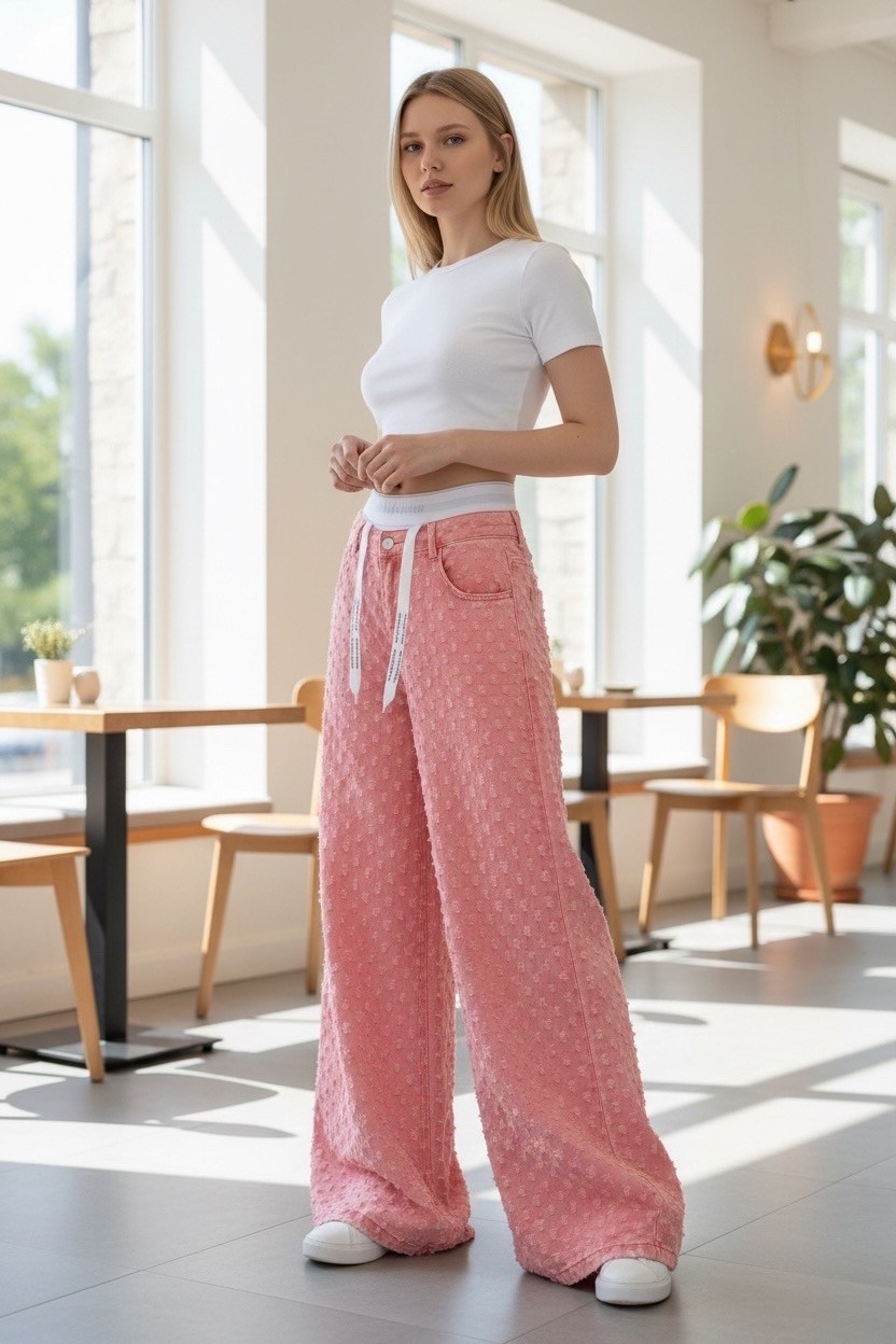 широкие брюки,брюки палаццо,модные брюки,брюки розовые