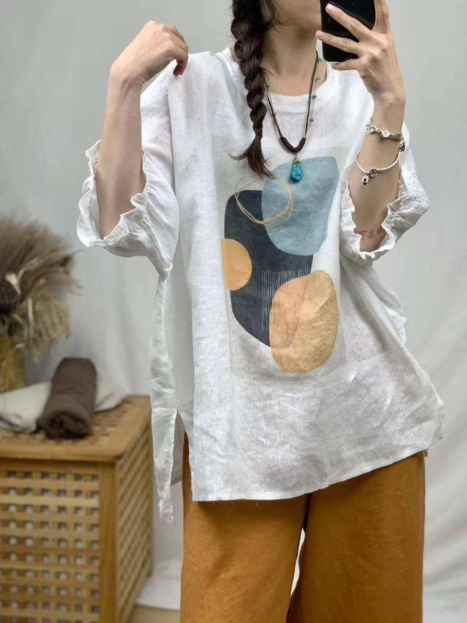 женские льняные футболки,стильные льняные блузки,женская блузка,свободные женские,льняная блузка
