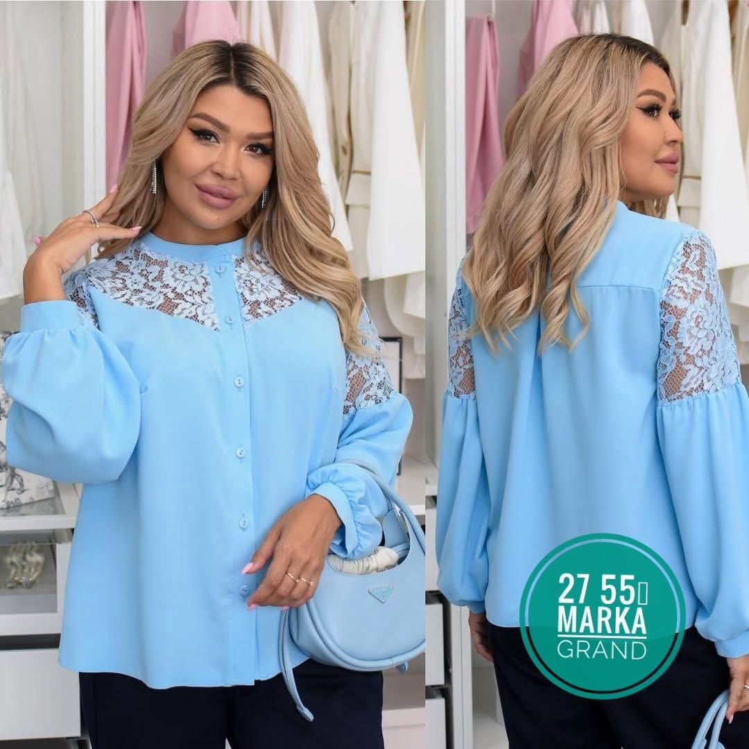 блузка женская голубая,женская блуза,блуза luxury moda 491 голубой,блузка женская с рукавами,блузка женская