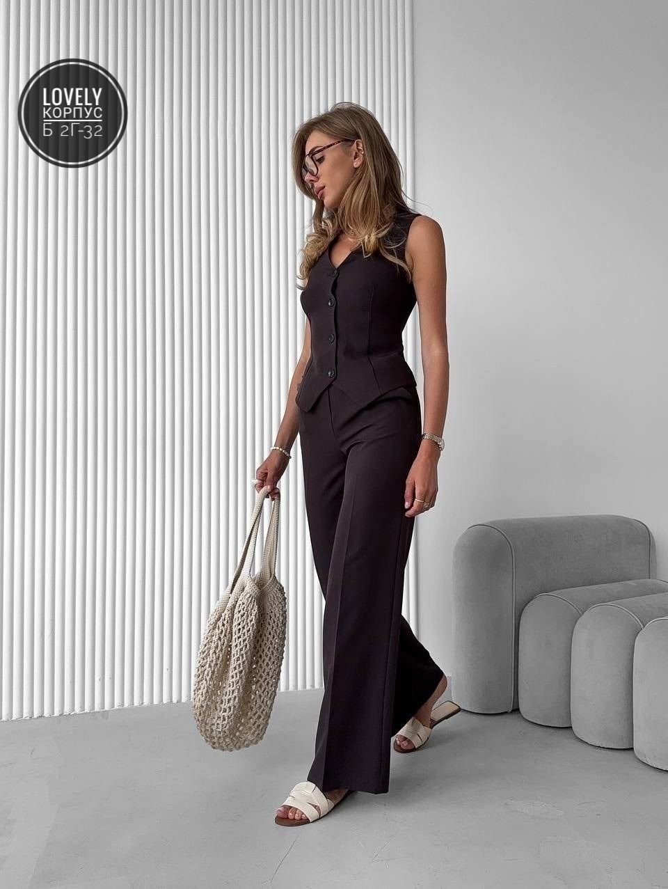 женский костюм,костюм брючный,штаны тиан,костюм классический с жилетом и брюками indeed цвет темно-серый графит серый,женский брючный костюм