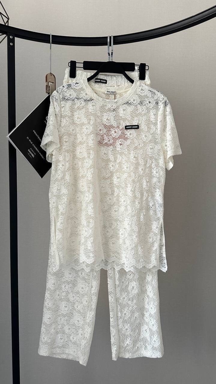 брюки из кружева,костюм кружевной брючный havadi,кружевные брюки,белые кружевные брюки,кружевной костюм