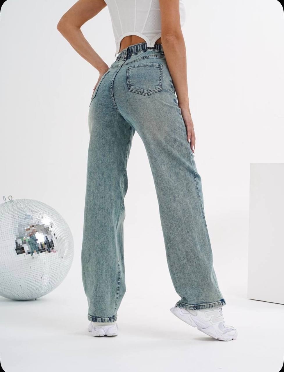 женские джинсы,джинсы широкие,джинсы 18206 широкие с синим карманом сзади loloblues,джинсы,женские джинсы широкие