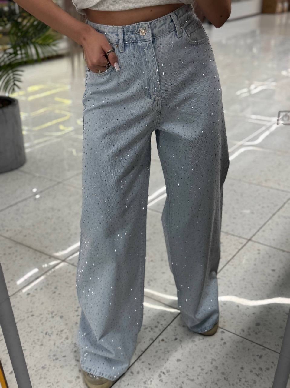 джинсы с стразами,широкие джинсы,джинсы женские,женские джинсы с завышенной талией синие бриллиантовые брюки в стиле ретро,широкие джинсы со стразами