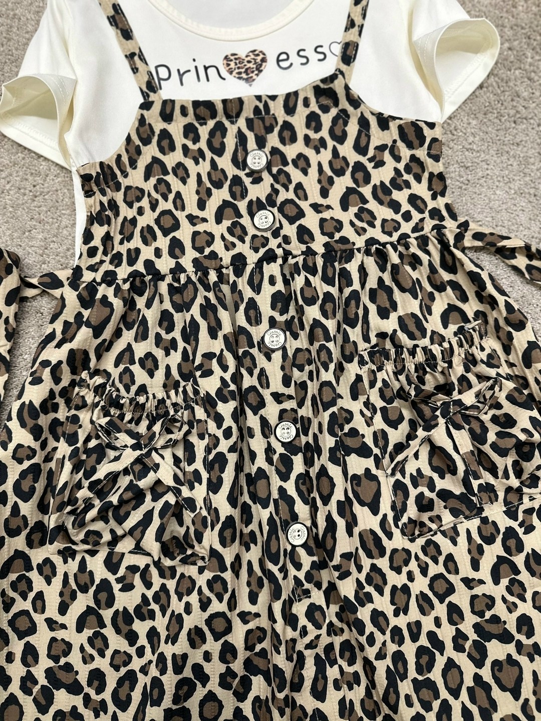 сарафан детский happy fox hf106sp леопард на бежевом,сарафан детский,сарафан для девочки,платье для девочки,леопардовый сарафан