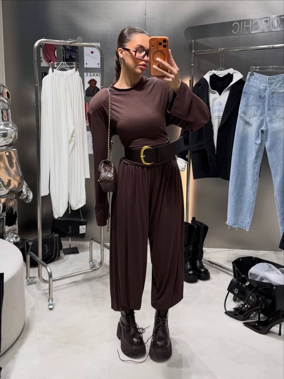 трикотажные костюмы,широкие брюки,стильные наряды