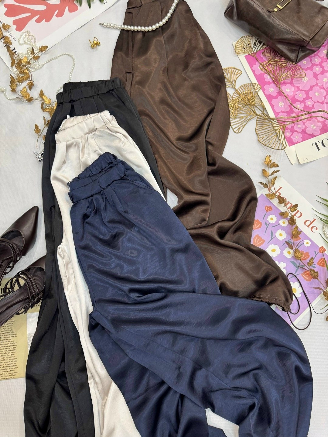 брюки палаццо атласные женские,повседневные брюки,брюки палаццо из атласа,брюки женские атласные палаццо fran_co,штаны брюки