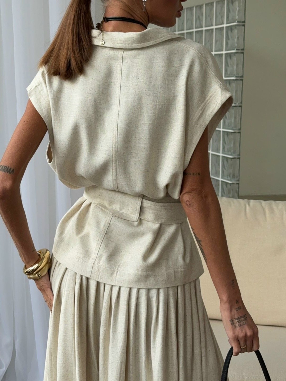 стильные наряды,женский костюм,льняная юбка,модное платье