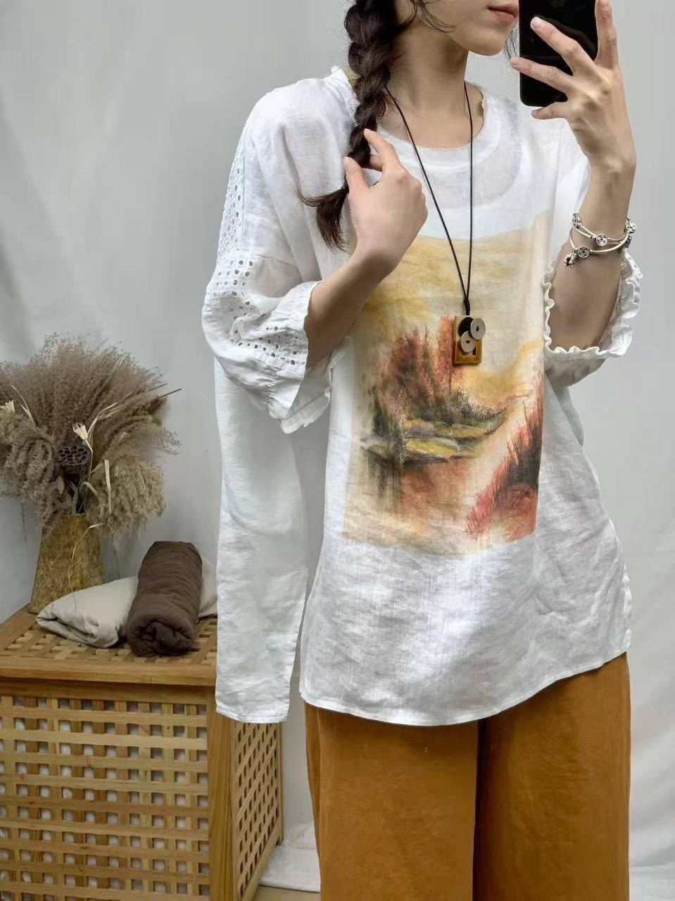 женские льняные футболки,стильные льняные блузки,женская блузка,свободные женские,льняная блузка