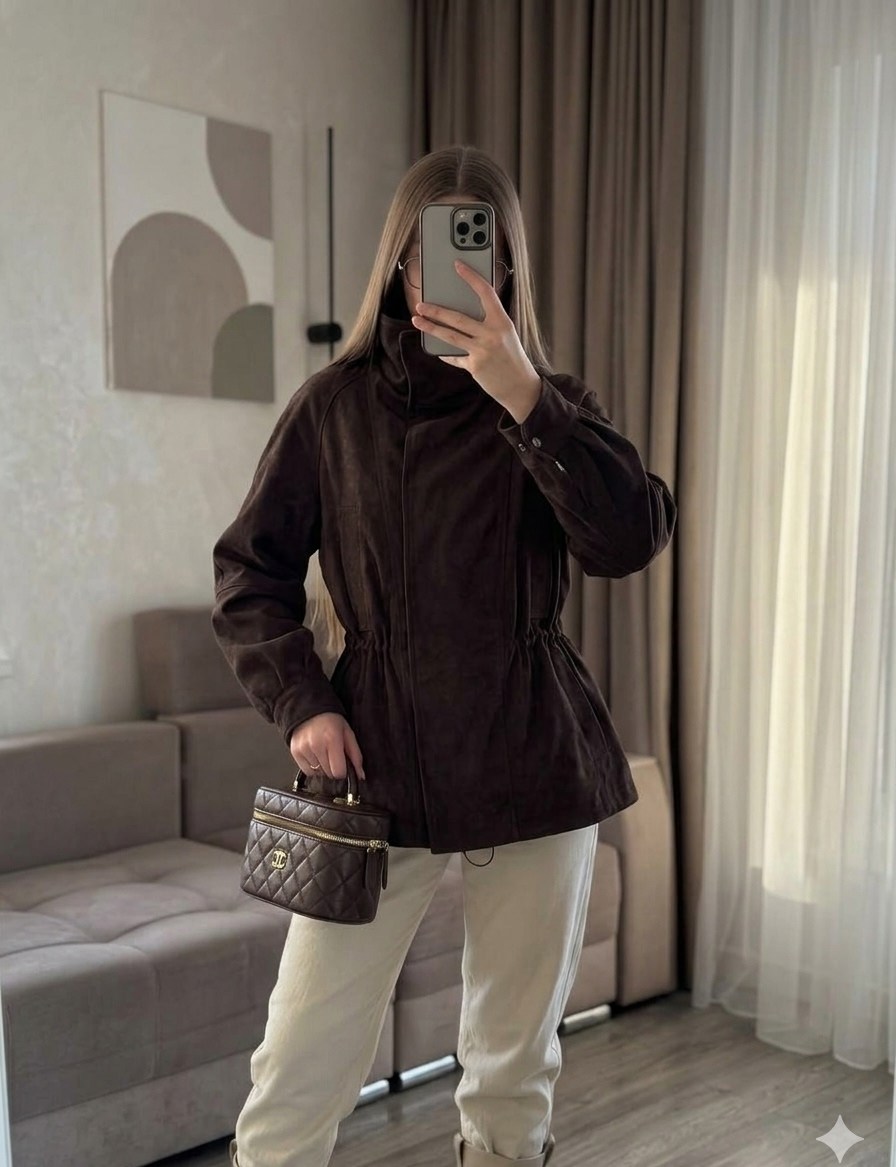 удлиненная замшевая куртка на кулиске mr-279-75-kr-z,удлиненная замшевая куртка на кулиске,замшевая куртка,куртка замшевая женская,женская куртка