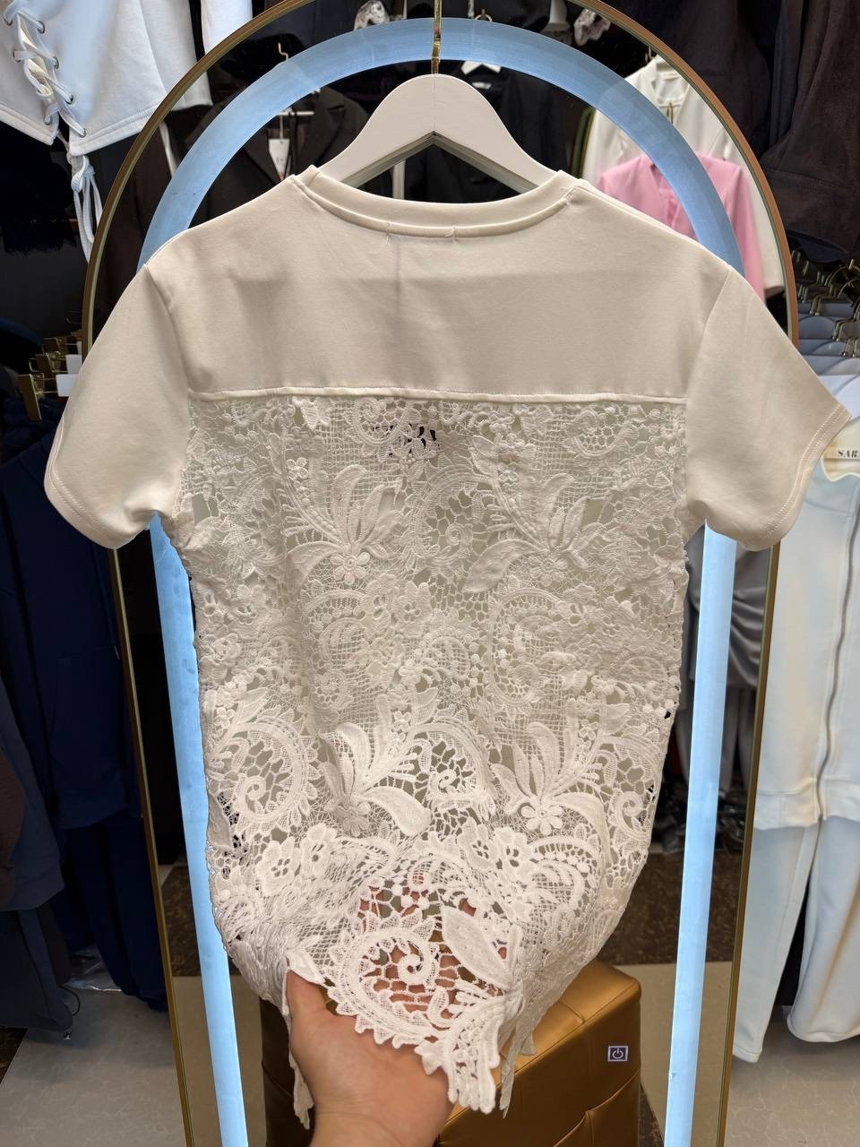 футболка с кружевами,кружевная футболка,стильная футболка,женская футболка,кружевная блузка