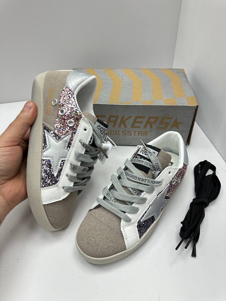 женские кожаные кроссовки golden goose super-star premium - white / silver,кеды женские golden goose,,кожаные кеды golden goose superstar premium,кеды golden goose