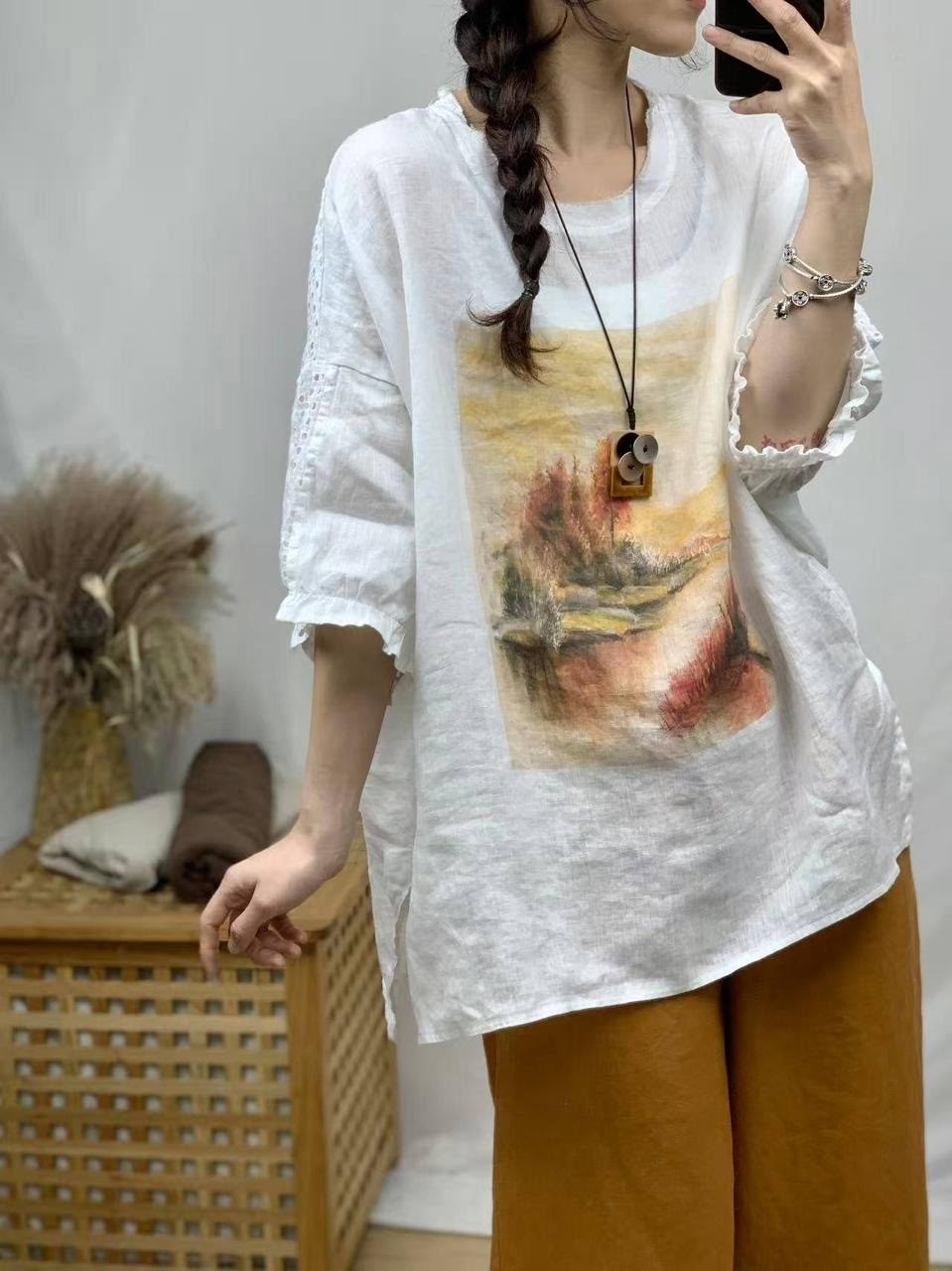 женские льняные футболки,стильные льняные блузки,женская блузка,свободные женские,льняная блузка