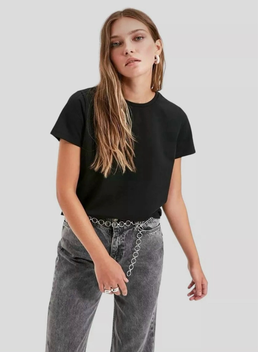 футболка trendyol с круглым вырезом,футболки женская,футболки комплект,футболка женская черная,футболки базовая
