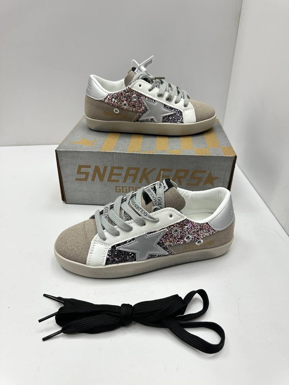 женские кожаные кроссовки golden goose super-star premium - white / silver,кеды женские golden goose,,кожаные кеды golden goose superstar premium,кеды golden goose