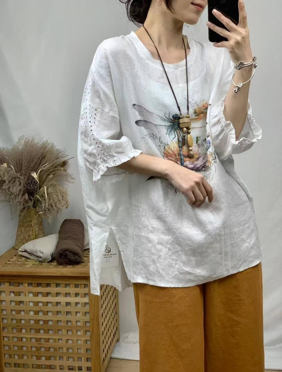 женские льняные футболки,стильные льняные блузки,женская блузка,свободные женские,льняная блузка