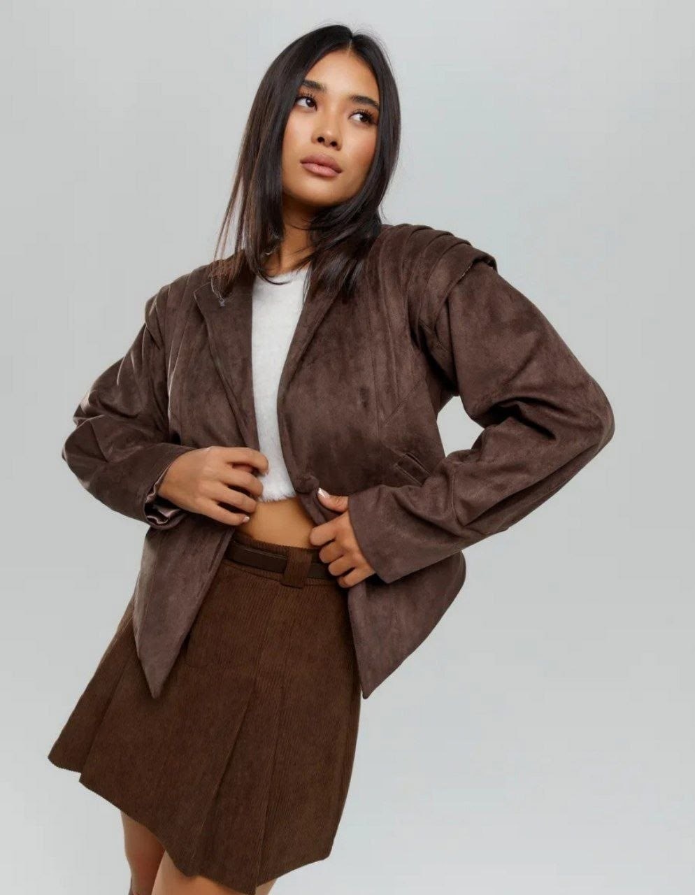 куртка замшевая жакет премиум line xz 325217125,замшевая куртка,куртка замшевая женская,куртка эко замш,куртка замшевая жакет премиум line xz серо-коричневая