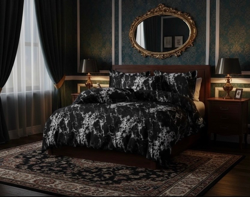 комплект постельного белья,постельного белья,спальня декор,роскошный комплект постельного белья,постельное белье черное