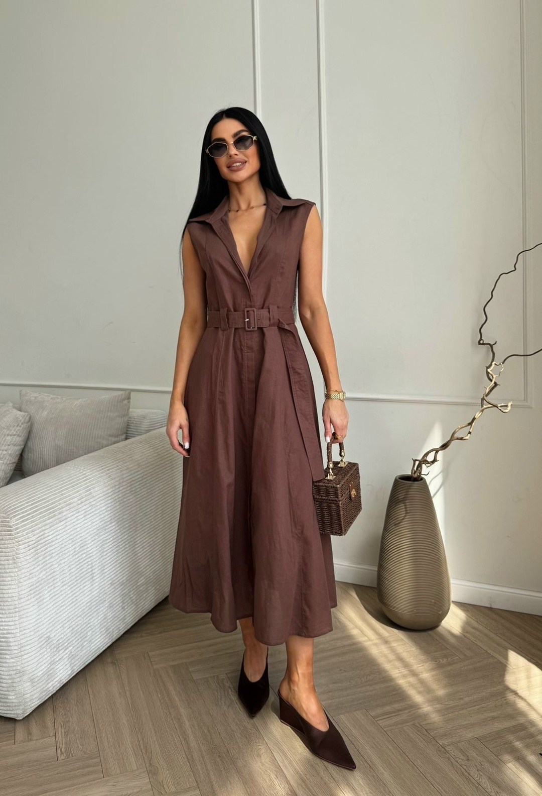 удлиненное платье,стильные платья,коричневое платье,платье идеальное,платье женской