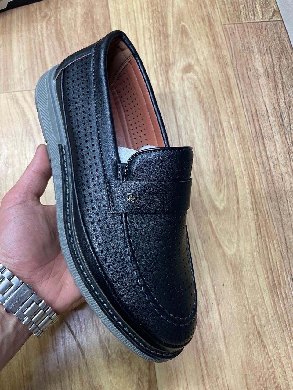 ,туфли мужские,туфли летние мужские,полуботинки мужские,туфли мужские нат.кожа пу (черный  размер 41)