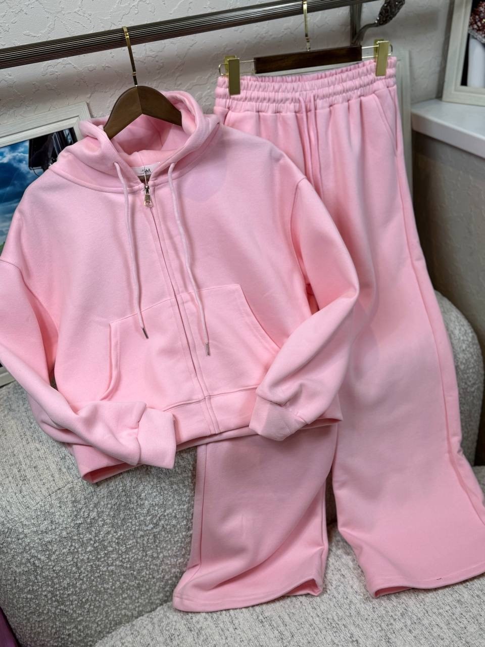 костюм спортивный со штанами палаццо и зип худи micca 362768683,костюм женский,костюм спортивный женский,костюм спортивный со штанами палаццо и зип худи micca цвет желтый,спортивный костюм