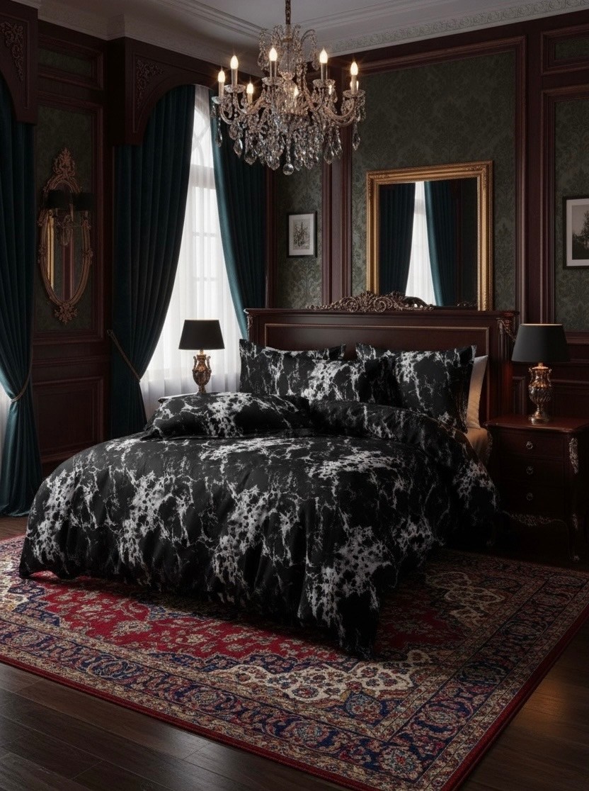 комплект постельного белья,постельного белья,спальня декор,роскошный комплект постельного белья,постельное белье черное