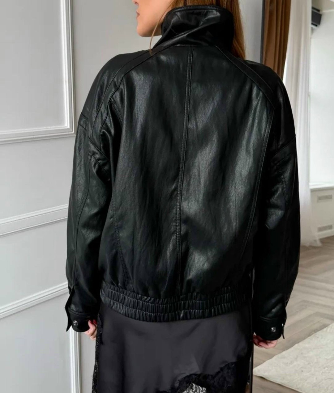 кожаная куртка,кожаная куртка женская nobrand ad166 черная 46-48 ru,женская кожаная куртка,кожаная куртка женская оверсайз,куртка-косуха из искусственной кожи оверсайз zarina