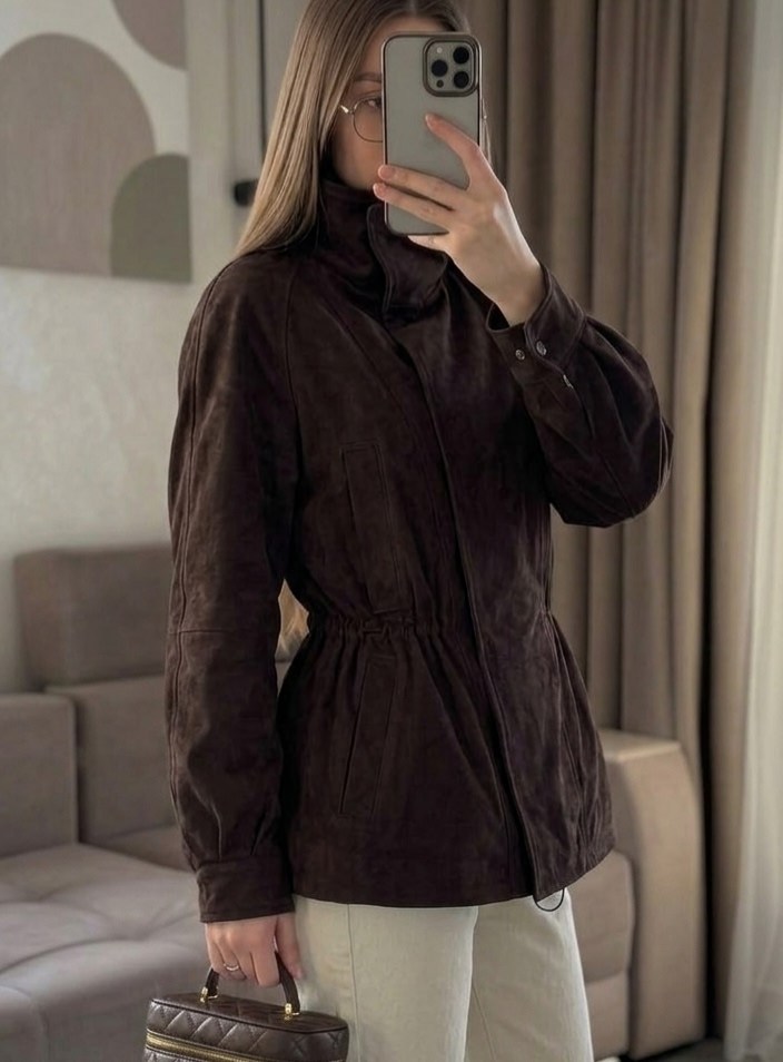 удлиненная замшевая куртка на кулиске mr-279-75-kr-z,удлиненная замшевая куртка на кулиске,замшевая куртка,куртка замшевая женская,женская куртка