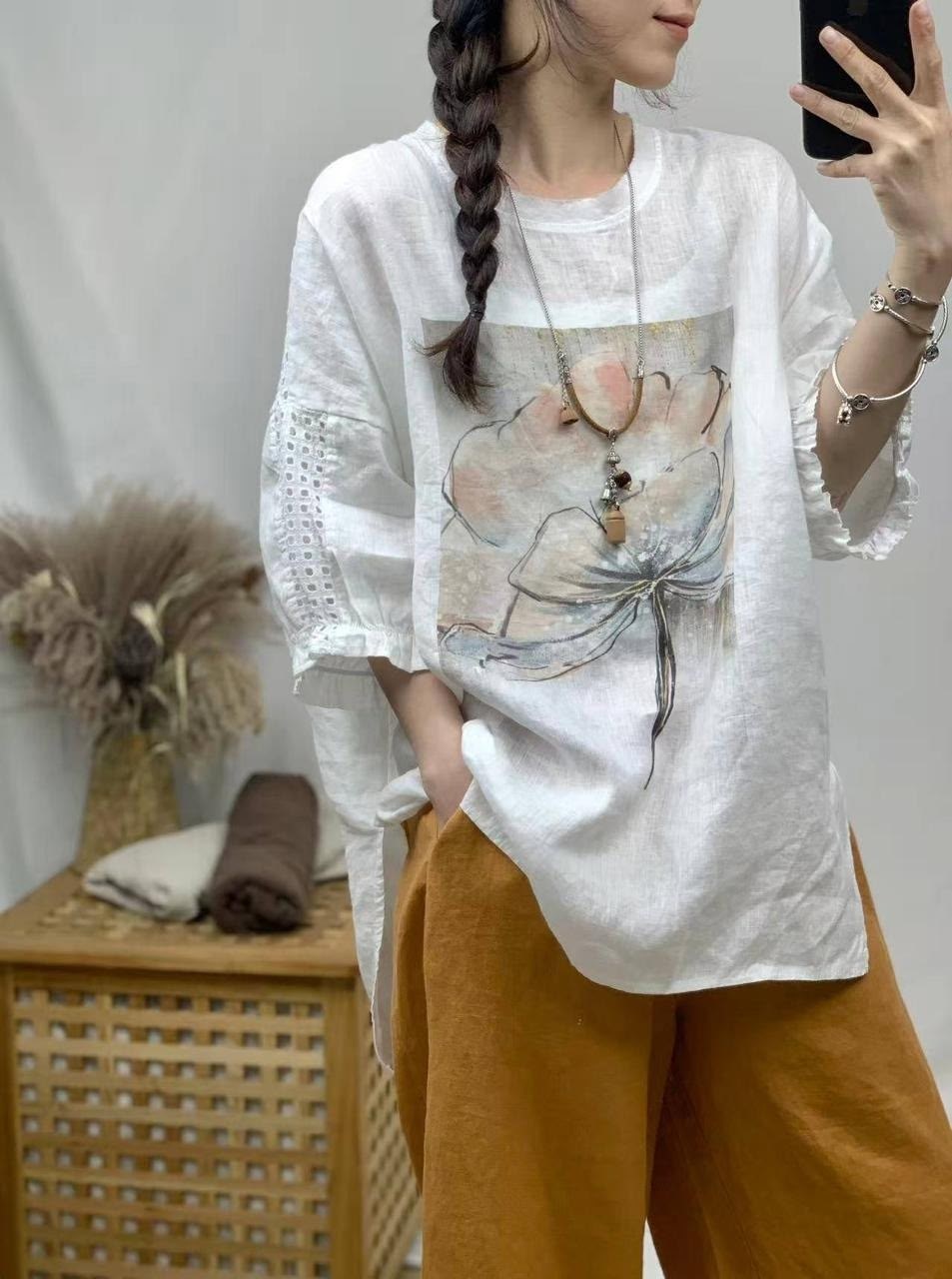 женские льняные футболки,стильные льняные блузки,женская блузка,свободные женские,льняная блузка