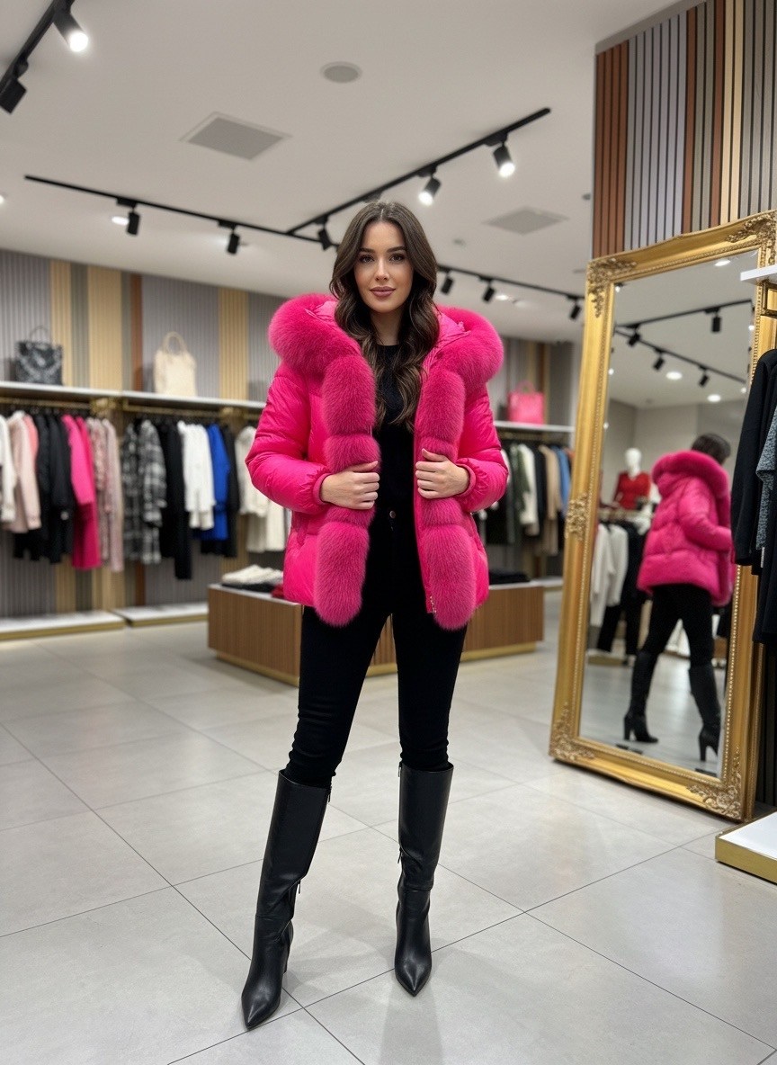 куртка - пуховик с мехом чернобурки city furs,пуховик с натуральным мехом,пуховик женский,пуховик зимний женский,пуховик с мехом чернобурки oversize фиолетовый