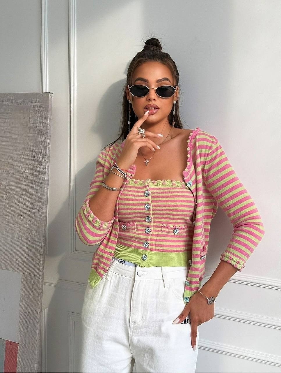 вязаные топы,модные наряды,стильные наряды,очки модные