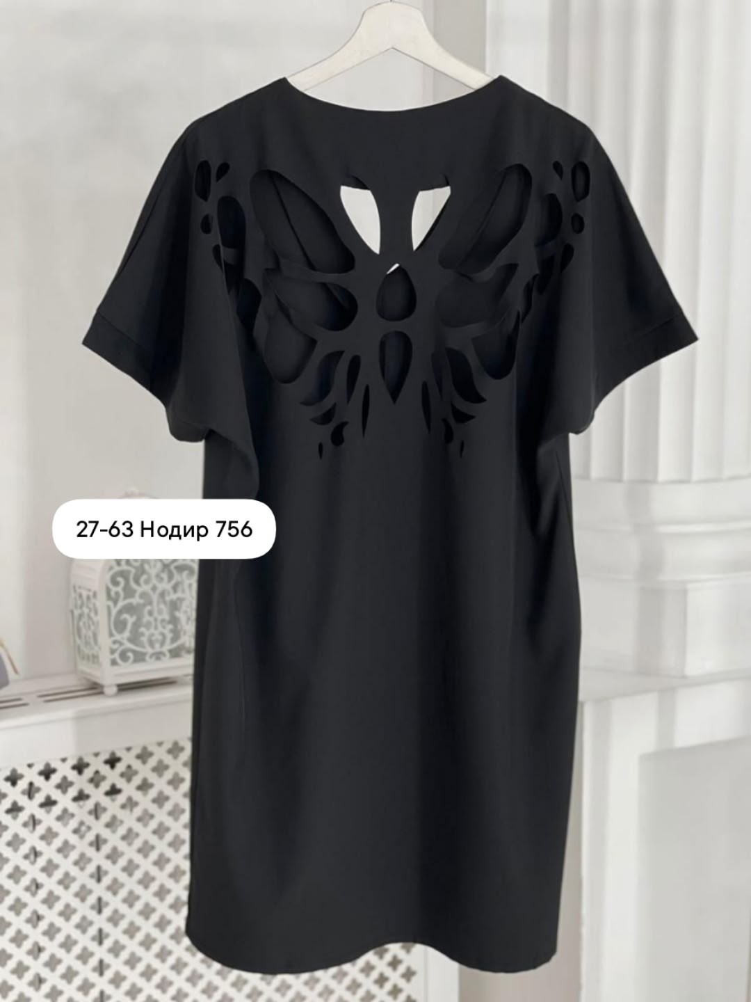 платье женское,свободное платье,платье туника,платье стильное,платье черное - вырез на спине