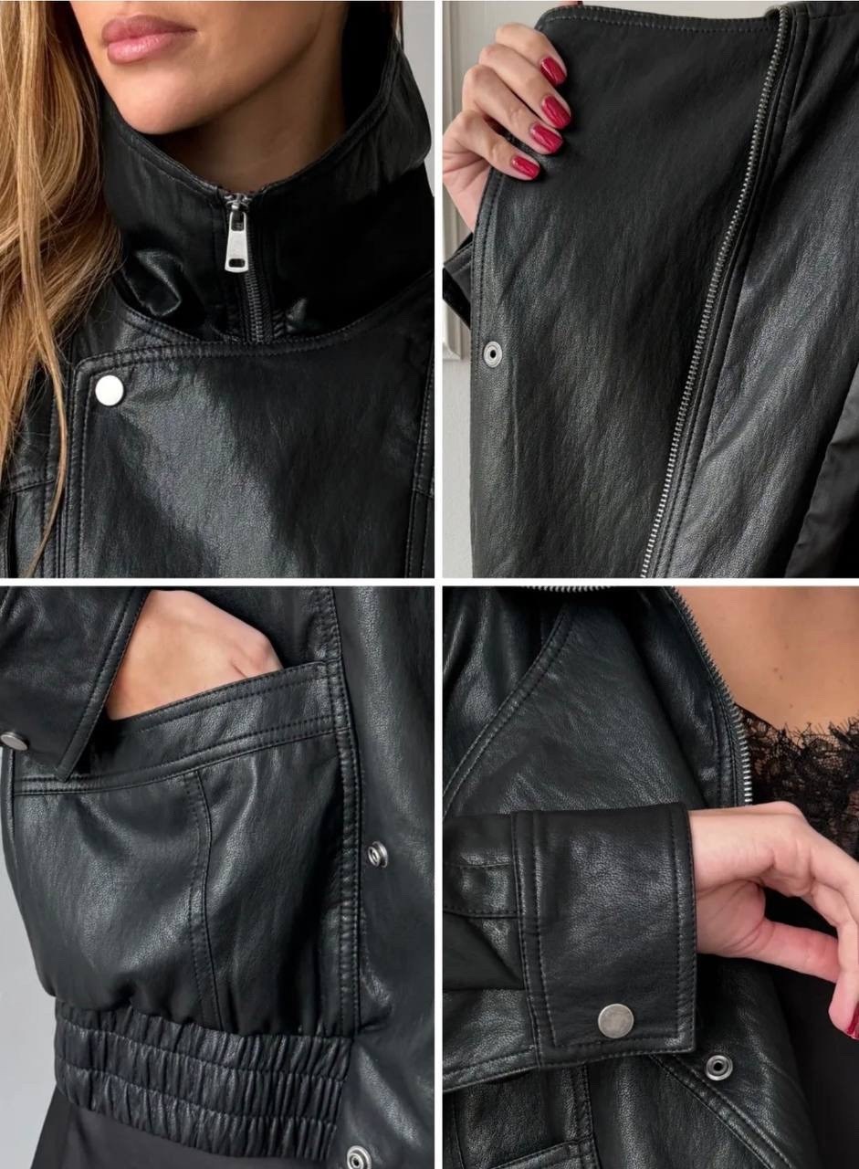 кожаная куртка,кожаная куртка женская nobrand ad166 черная 46-48 ru,женская кожаная куртка,кожаная куртка женская оверсайз,куртка-косуха из искусственной кожи оверсайз zarina