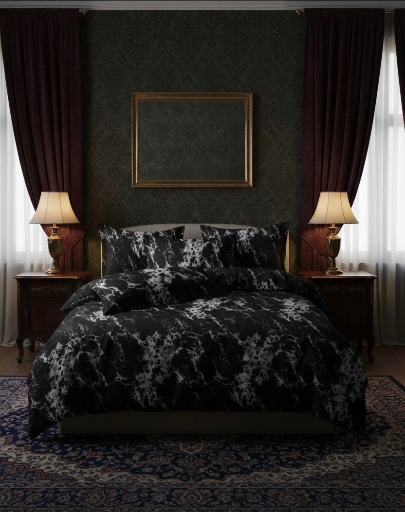 комплект постельного белья,постельного белья,спальня декор,роскошный комплект постельного белья,постельное белье черное