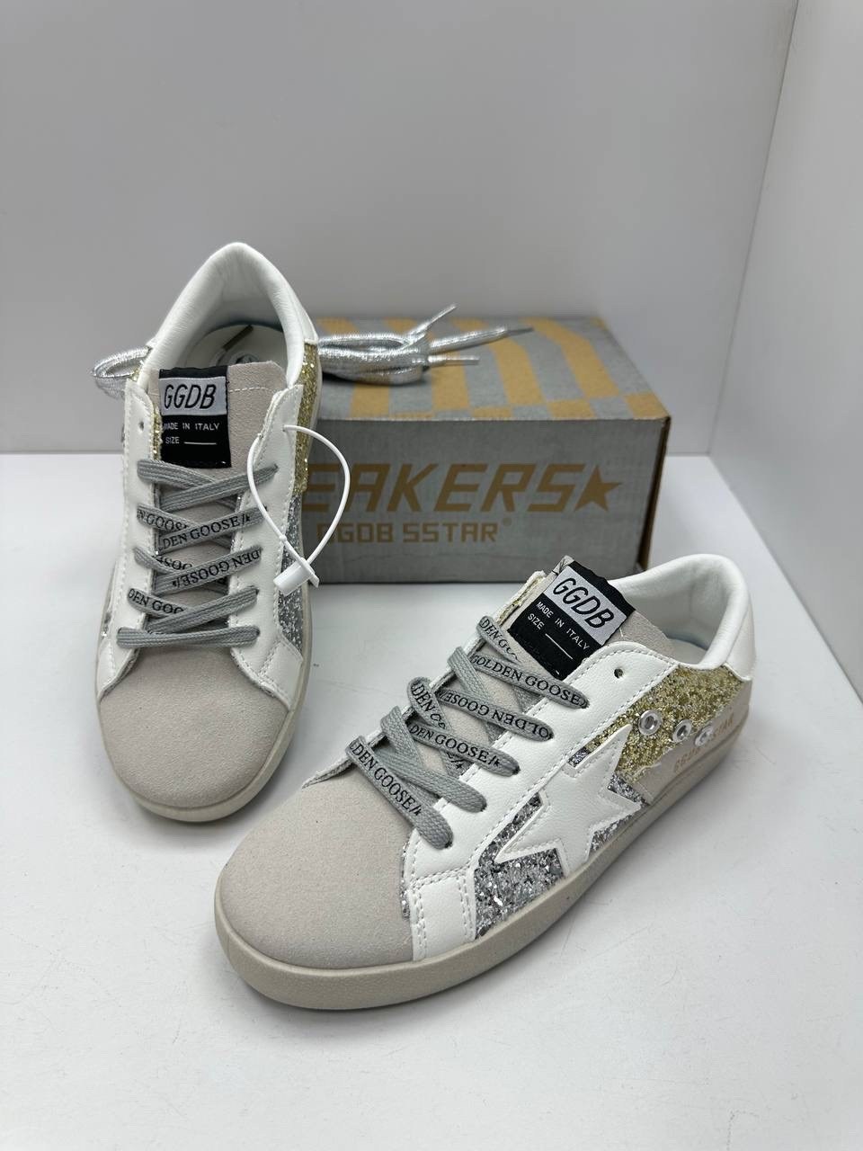 женские кожаные кроссовки golden goose super-star premium - white / silver,кеды женские golden goose,,кожаные кеды golden goose superstar premium,кеды golden goose