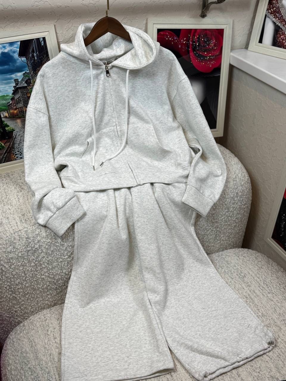 костюм спортивный со штанами палаццо и зип худи micca 362768683,костюм женский,костюм спортивный женский,костюм спортивный со штанами палаццо и зип худи micca цвет желтый,спортивный костюм