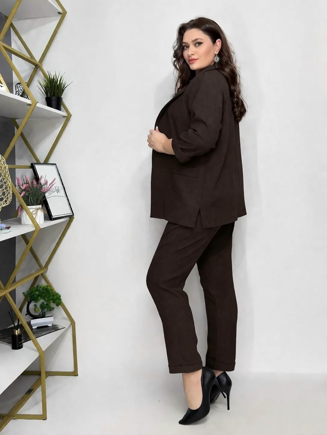 брючный костюм vilena 918 черный,женские костюмы брючные,брючный костюм vilena fashion 918 черный двойка черный размер 50-54,женский брючный костюм-двойка,костюм брючный женский деловой