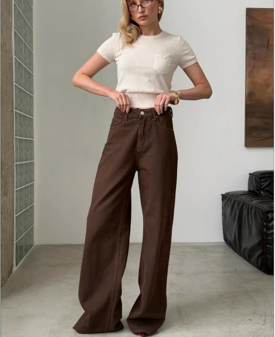 коричневые джинсы широкие,коричневые джинсы женские широкие,джинсы брюки,женские коричневые вельветовые брюки mina,летние женские коричневые джинсы с высокой талией