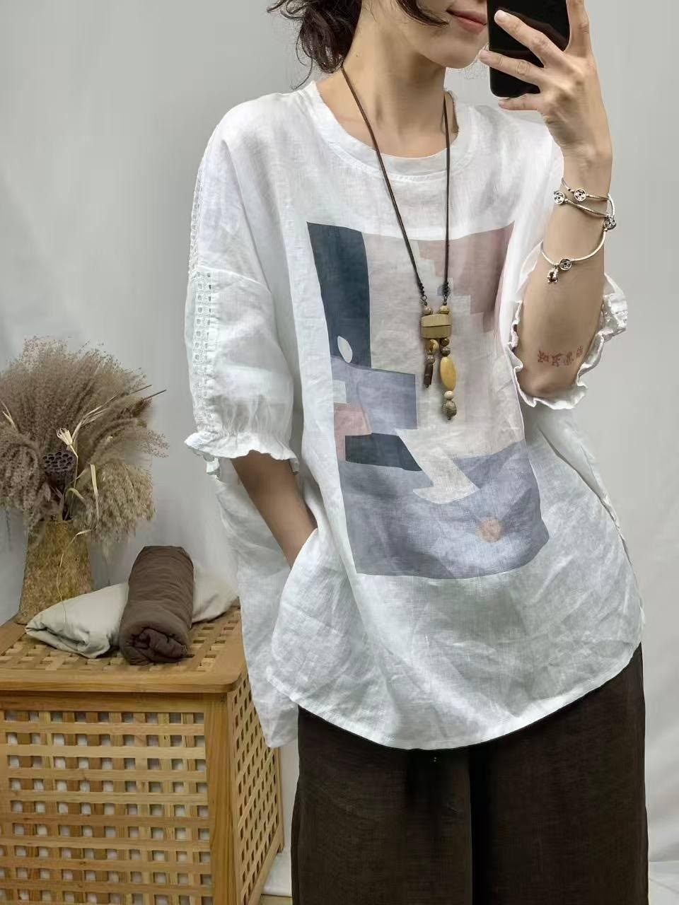 женская блузка,женские льняные футболки,женская футболка из хлопка и льна,футболка женская из хлопка,стильные льняные блузки