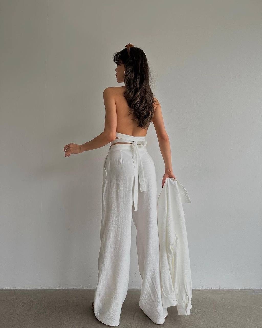 женские костюмы,брючный костюм с топом,костюм женский брючный,костюм пышные штаны и топик,женский костюм из двух предметов