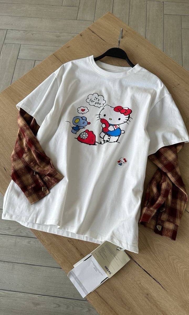 футболка с хеллоу китти,футболка хелло китти,футболка с хеллоу китти твое,hello kitty t shirt,sanrio hello kitty летняя свободная футболка с короткими рукавами