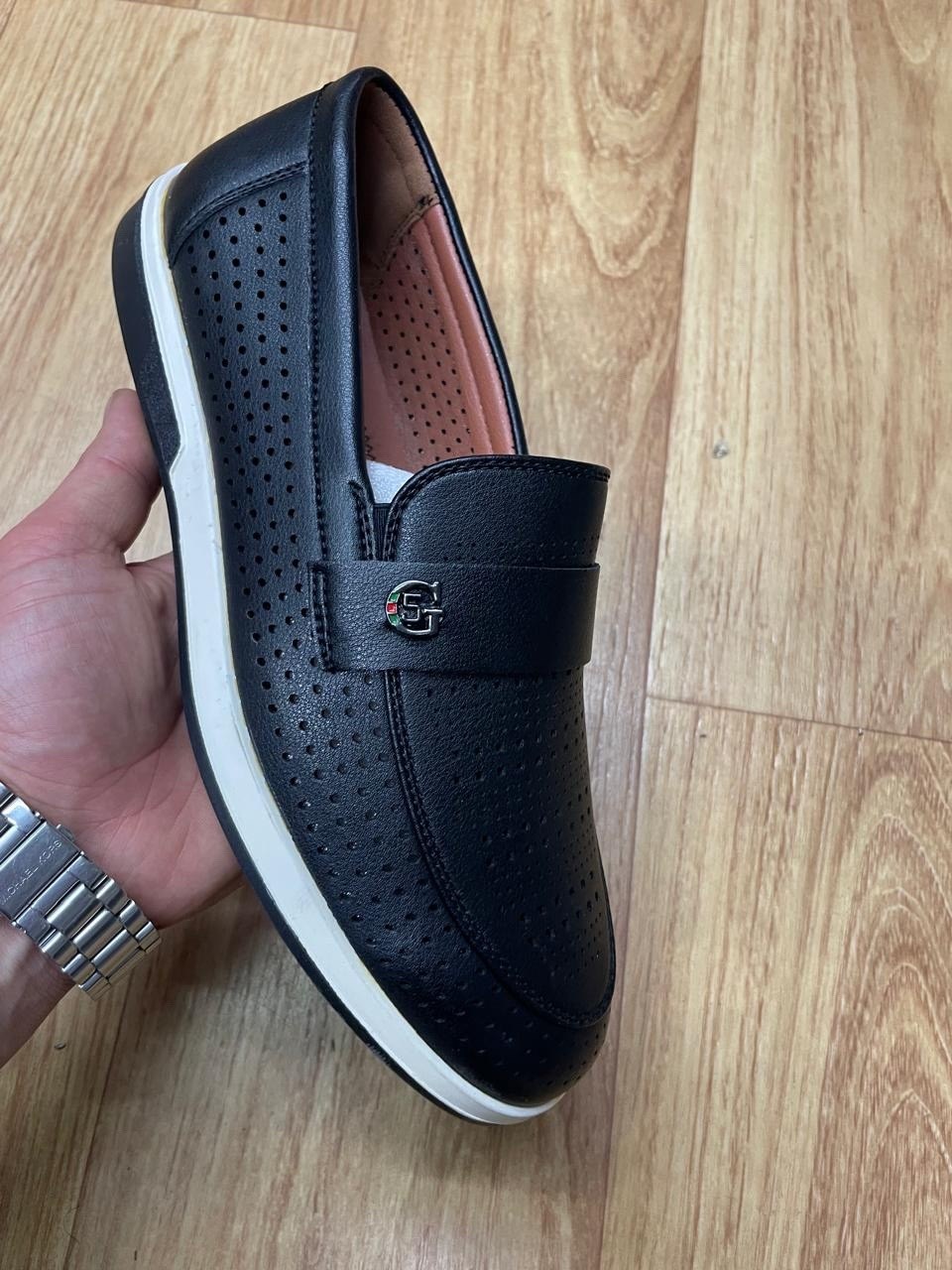 ,туфли мужские,туфли летние мужские,полуботинки мужские,туфли мужские нат.кожа пу (черный  размер 41)