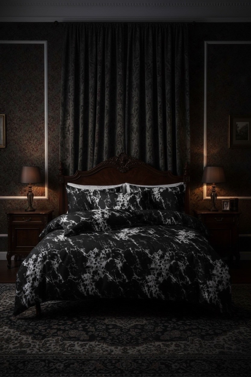 комплект постельного белья,постельного белья,спальня декор,роскошный комплект постельного белья,постельное белье черное