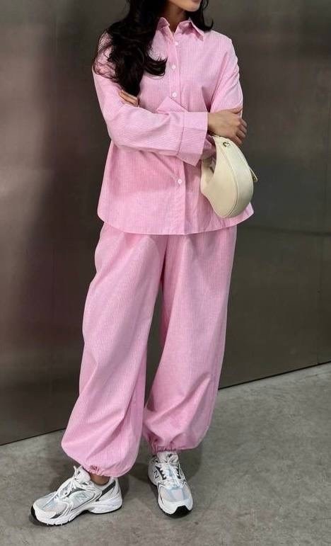повседневный костюм,костюм-пижама домашний рубашка со штанами,брюки женские белые в голубую полоску,костюм,костюм в пижамном стиле