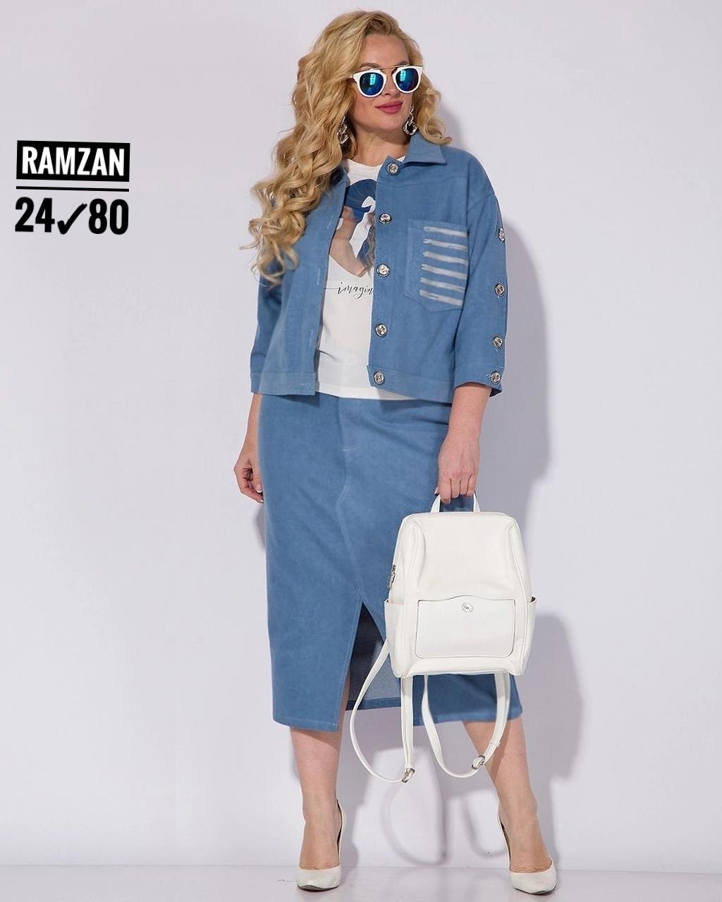 костюм лилиана арт. 1285н джинс женский комплект из денима,юбочный костюм лилиана 1285 н джинс,юбочный костюм лилиана 1285 н джинс размер 48-54,костюм лилиана 1285н джинс,юбочные костюмы м1285н джинс