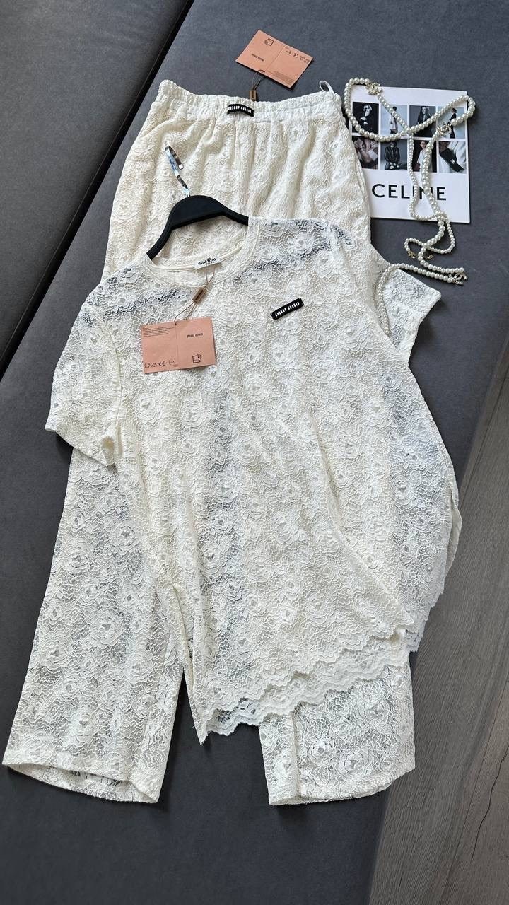 брюки из кружева,костюм кружевной брючный havadi,кружевные брюки,белые кружевные брюки,кружевной костюм