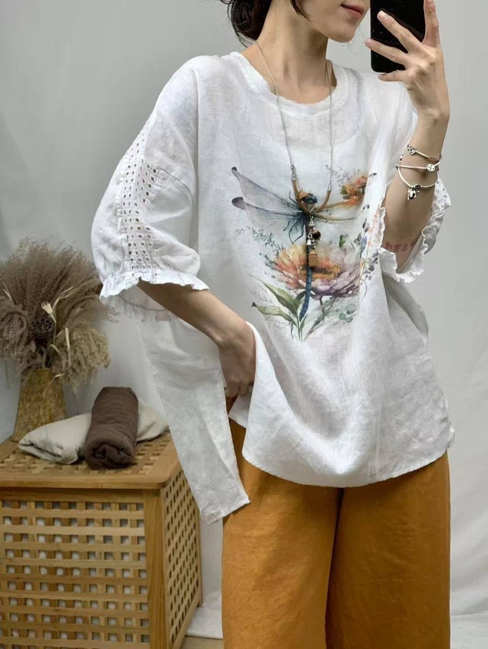 женские льняные футболки,стильные льняные блузки,женская блузка,свободные женские,льняная блузка