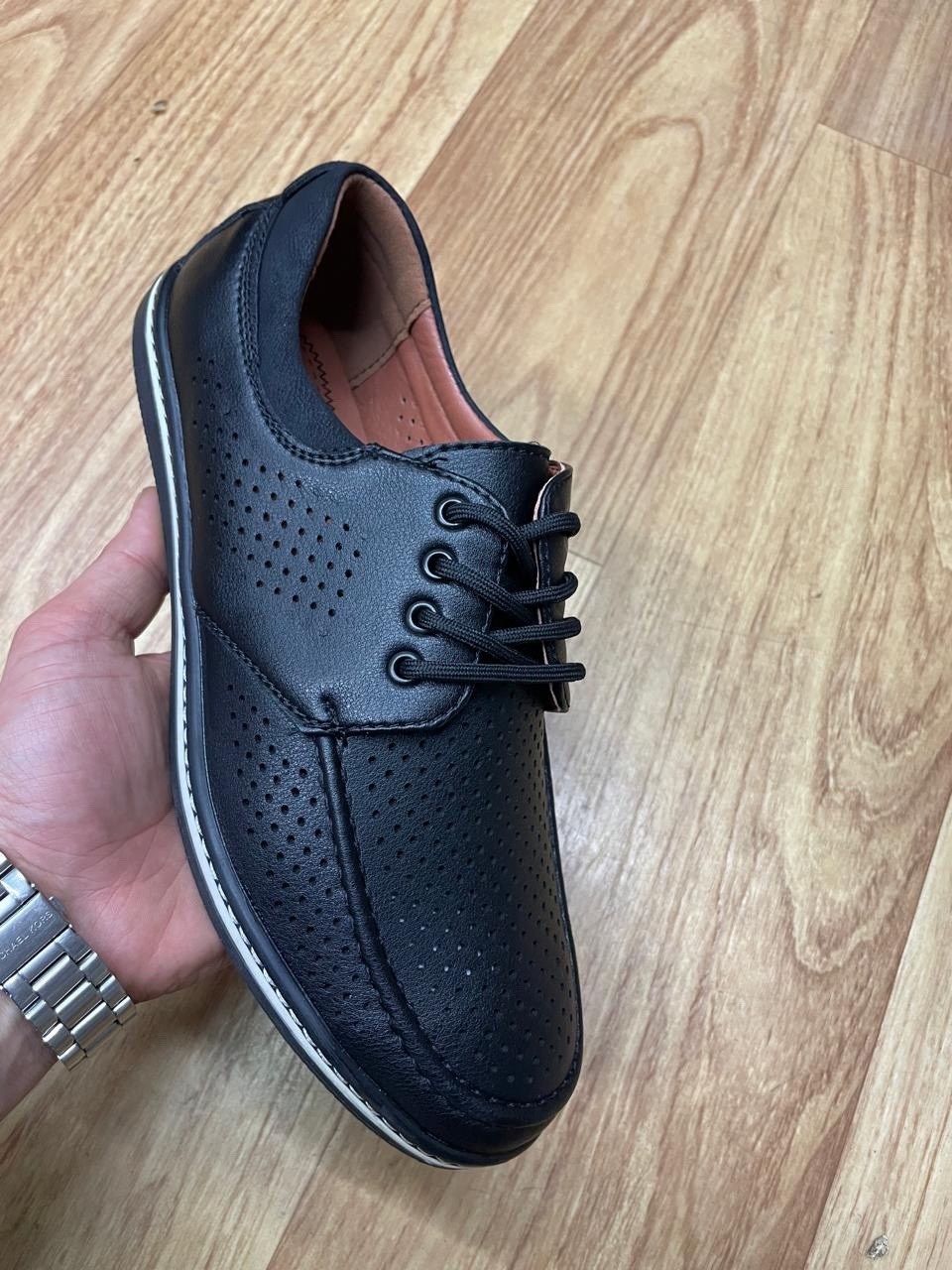 ,туфли мужские,туфли летние мужские,полуботинки мужские,туфли мужские нат.кожа пу (черный  размер 41)